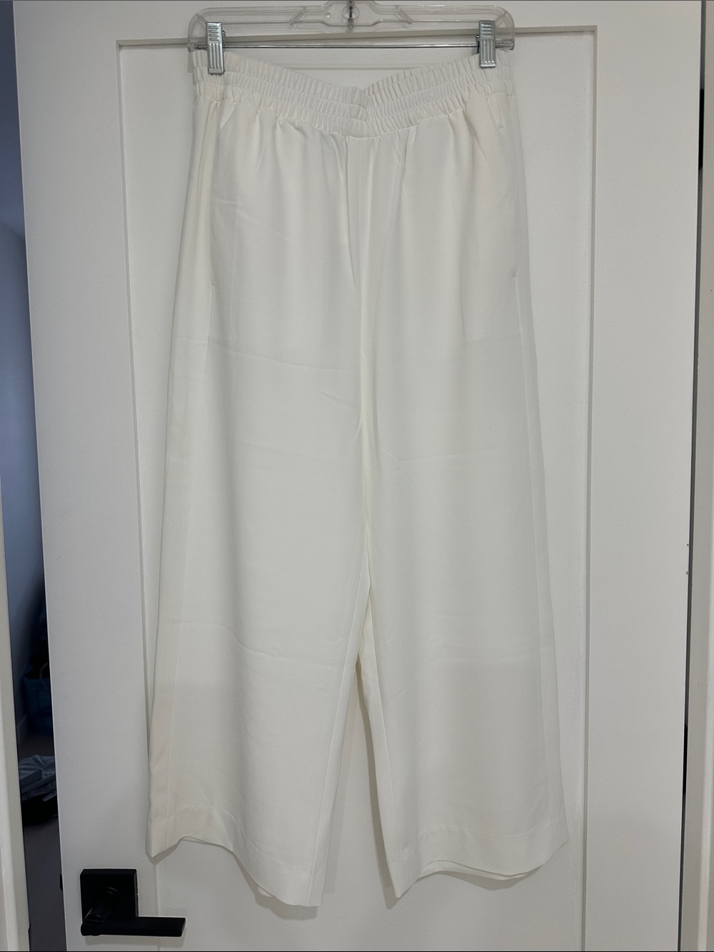 H&M Wide-Leg Elastic Waist Pants in White